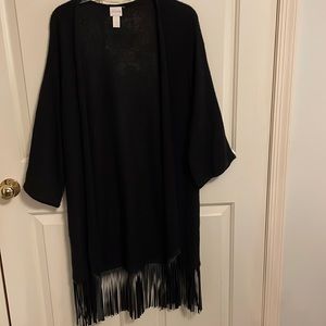 Chicos black ladies sweater with fringed bottom